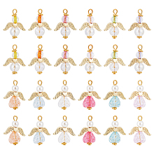 SUNNYCLUE 1 Box 30Pcs 2 Style Angel Charms Angel Wing Charm Guardian Angel Charm Bulk Acrylic Transparent Beads Lucky Dangle Charm for Jewelry Making Women Adult DIY Craft Bracelets Necklace Gifts