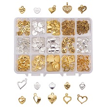 Honeyhandy Alloy Pendants, Heart, with Word, Mixed Color, 150pcs/box