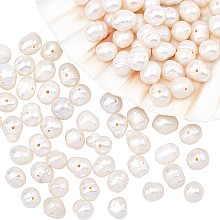 NBEADS About 93 Pcs Natural Cultured Freshwater Pearl Beads, 6~8mm Irregular Pearl Beads Strand Rondelle Pearl Loose Beads with 0.6mm Hole for Jewelry Craft Making, Antique White