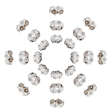 SUNNYCLUE 150Pcs 3 Style Brass Rhinestone Spacer Beads, Grade A, Wavy Edge, Silver Color Plated, Rondelle, Crystal, 50pcs/style