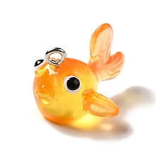 Honeyhandy Marine Series Transparent Resin Pendants, Goldfish Charm, with Platinum Plated Iron Findings, Gold, 16x21x23mm, Hole: 2mm