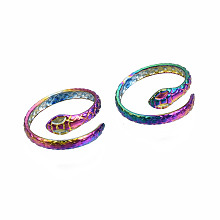 Honeyhandy Snake Wrap Cuff Rings, Textured Open Rings, Rainbow Color 304 Stainless Steel Ring for Women, US Size 6 3/4(17.1mm)