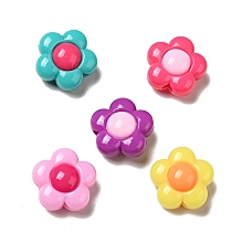 Honeyhandy Two Tone Opaque Acrylic Beads, Flower, Mixed Color, 15.5x16x9mm, Hole: 2.8mm, about 454pcs/500g