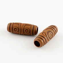 Honeyhandy Imitation Wood Acrylic Beads, Large Hole Beads, Oval, Saddle Brown, 27x11mm, Hole: 6mm, about 330pcs/500g