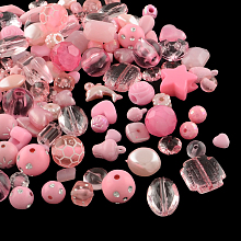 Honeyhandy Acrylic Beads, Mixed Shapes, Pink, 5.5~28x6~20x3~11mm, Hole: 1~5mm