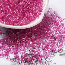 Glass Seed Beads, Peanut, Camellia, 3.5~4x2~2.5x2~2.3mm, Hole: 0.8mm