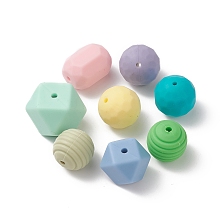 Silicone Beads, DIY Nursing Necklaces Making, Chewing Pendants for Teethers, Faceted, Mixed Shapes, Mixed Color, 15~17x15~17x14~17mm, Hole: 2mm