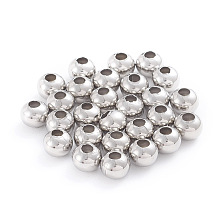 Honeyhandy 304 Stainless Steel Beads, Hollow Round, Stainless Steel Color, 6x5mm, Hole: 2.2mm, 200pcs/bag