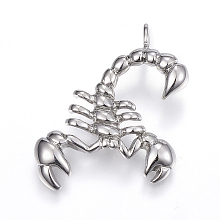 Honeyhandy 304 Stainless Steel Pendants, Scorpion, Stainless Steel Color, 35.5x24.5x4.5mm, Hole: 3mm