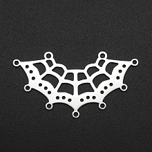 Honeyhandy 201 Stainless Steel Chandelier Components Links, 9 Loop & 18 Hole Links, Laser Cut, Spider Web Shape, Stainless Steel Color, 21x39.5x1mm, Hole: 1.6mm