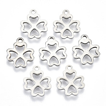 Honeyhandy 201 Stainless Steel Pendants, Clover, Stainless Steel Color, 13x10.5x1mm, Hole: 2mm