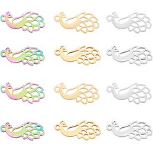 UNICRAFTALE 24Pcs 3 Colors Peacock Pendants Ion Plating 201 Stainless Steel Peacock Charms 1.5mm Hole Laser Cut Dangle Charms Earring Charms Bracelets Necklace Pendants for Jewelry Making Charms