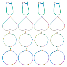 UNICRAFTALE 32pcs 4 Styles Rainbow Color Hoop Earring Findings Stainless Steel Wine Glass Charm Findings Earring Hoops for Jewellery Making