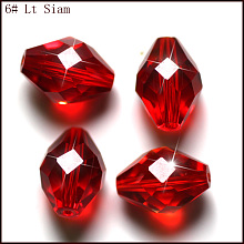 Honeyhandy Imitation Austrian Crystal Beads, Grade AAA, Faceted, Bicone, Red, 6x9.5mm, Hole: 0.7~0.9mm