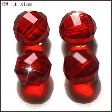 Honeyhandy Imitation Austrian Crystal Beads, Grade AAA, Faceted, Round, Red, 10mm, Hole: 0.9~1mm