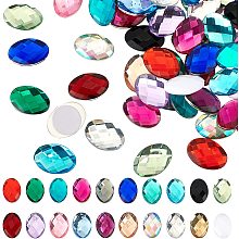 FINGERINSPIRE 76Pcs 0.7x1 inch Flat Back Oval Acrylic Self-Adhesive Rhinestone Gems Stick with Container 19 Colors Crystals Bling Sticker Acrylic Jewels for Costume Making Cosplay Jewels Crafts