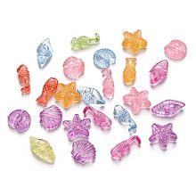 Honeyhandy Transparent Acrylic Beads, Mixed Marine Organism Shapes, Mixed Color, 5~14x5~12x3.5~4.5mm, Hole: 1.6mm, about 2500pcs/500g