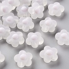 Honeyhandy Transparent Acrylic Beads, Frosted, Bead in Bead, Flower, WhiteSmoke, 16.5x17x9.5mm, Hole: 2.5mm, about 390pcs/500g