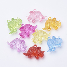 Honeyhandy Transparent Acrylic Pendants, Rhinoceros Shaped, Mixed Color, 32x47x16.5mm, Hole: 3mm, about 65pcs/500g