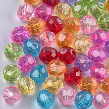 Honeyhandy Transparent Acrylic Beads, Faceted, Round, Mixed Color, 8x8mm, Hole: 1.5mm, about 1800pcs/500g