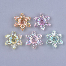 Honeyhandy Transparent Acrylic Bead Caps, AB Color, 6-Petal, Flower, Mixed Color, 5x28x25mm, Hole: 1.8mm, about 630pcs/500g