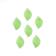 Honeyhandy Transparent Acrylic Pendants, Leaf, Lime Green, 17.5x11x1.5mm, Hole: 1.5mm, about 3000pcs/500g