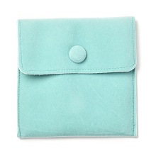 Honeyhandy Square Velvet Jewelry Bags, with Snap Fastener, Turquoise, 10x10x1cm