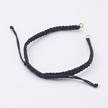 Honeyhandy Nylon DIY Bracelet Making, with Brass Rings, Golden, Black, 175x7.5mm