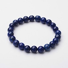 Honeyhandy Natural Lapis Lazuli Beaded Stretch Bracelet, for Handcrafted Jewelry Women, 2 inch(5.2cm)