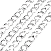 Honeyhandy Aluminium Twisted Chains Curb Chains, Unwelded, Silver Color Plated, 18x13x2.5mm