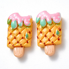 Resin Cabochons, Ice Lolly with Pineapple, Imitation Food, Gold, 27x14x7mm