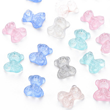 Transparent Resin Cabochons, Bear, Mixed Color, 8.5x7.5x4mm