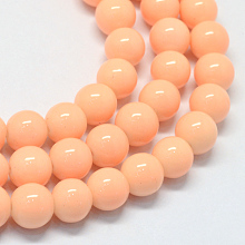 Arricraft Baking Painted Glass Round Bead Strands, PeachPuff, 8.5~9mm, Hole: 1.5mm, about 105pcs/strand, 31.8 inches