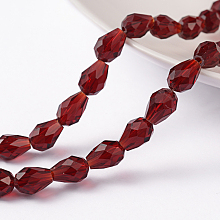 Honeyhandy Faceted Drop Glass Bead Strands, Dark Red, 8x6mm, Hole: 1mm, about 72pcs/strand, 11 inch