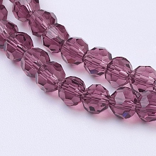 Honeyhandy Faceted Round Glass Beads Strands, Purple, 4mm, Hole: 1mm, about 98pcs/strand, 13.7 inch