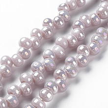 Honeyhandy Electroplate Glass Beads Strands, Abacus, Thistle, 6.5x4.5mm, Hole: 1.8mm, about 100pcs/strand, 13.78 inch