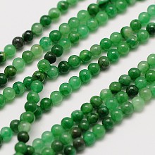 Honeyhandy Natural Green Jade Bead Strands, Round, 3mm, Hole: 0.8mm, about 126pcs/strand, 16 inch