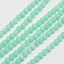 Honeyhandy Natural Malaysia Jade Beads Strands, Imitation Amazonite, Round, Dyed, Aquamarine, 4mm, Hole: 0.8mm, about 92pcs/strand, 15 inch