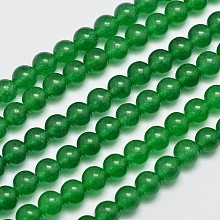 Honeyhandy Natural & Dyed Malaysia Jade Bead Strands, Round, Green, 8mm, Hole: 1.0mm, about 48pcs/strand, 15 inch