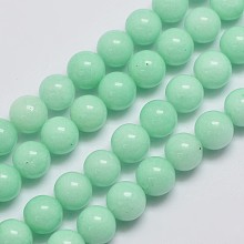 Honeyhandy Natural Malaysia Jade Beads Strands, Imitation Amazonite, Round, Dyed, Aquamarine, 8mm, Hole: 1mm, about 48pcs/strand, 15 inch