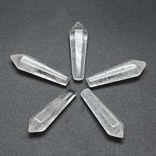 Honeyhandy Natural Quartz Crystal Pointed Beads, Bullet, Undrilled/No Hole Beads, 30.5x9x8mm