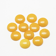 Honeyhandy Natural White Jade Cabochons, Dyed, Half Round/Dome, Gold, 8x4mm