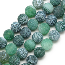 Honeyhandy Natural Weathered Agate Bead Strands, Frosted, Dyed, Round, Sea Green, 7.5~8mm, Hole: 2mm, about 49pcs/strand, 15.5 inch