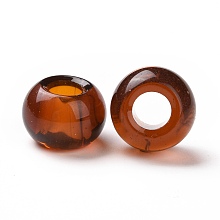 Honeyhandy Glass European Beads, Large Hole Beads, Rondelle, Chocolate, 15x10mm, Hole: 5mm