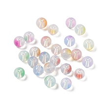 Honeyhandy Transparent Baking Painted Glass Beads, Imitation Opalite, Round, Mixed Color, 8x7mm, Hole: 1.5mm