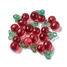 Honeyhandy Transparent Korea Acrylic Pendants, Cherry, Red, 20.2x20x10mm, Hole: 2.6mm