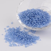 Honeyhandy Round Glass Seed Beads, Trans. Colours Lustered, Lavender, Size: about 2mm in diameter, hole: 1mm, about 3306pcs/50g