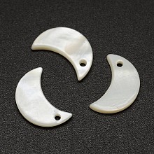 Honeyhandy Moon Freshwater Shell Charms, Creamy White, 13x8x1mm, Hole: 1mm