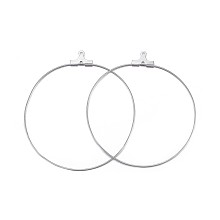 Honeyhandy 316 Surgical Stainless Steel Hoop Earring Findings, Ring, Stainless Steel Color, 21 Gauge, 50~51x45~47x0.7mm, Hole: 1mm