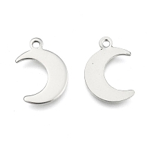 Honeyhandy Crescent Moon Stainless Steel Charms Pendants, Stainless Steel Color, 15.5x10.5x1mm, Hole: 1mm